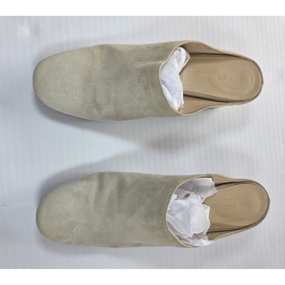 Everlane The Day Mule Sand Beige Suede Block Heel Slide Sandals Womens 7.5 Italy - Picture 2 of 6